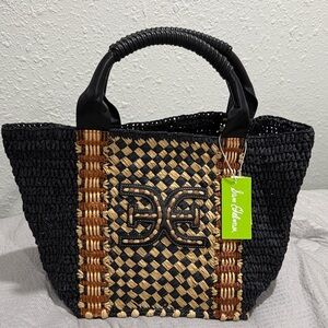 Sam Edelman Black and Brown Woven Tote